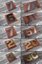 Cortenstaallook Huisnummerbord Matzwart 2 cijfers