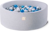 Ballenbak baby speelgoed blauw - Kidsdouche ballenbad ballen 200 stuks Ø 7 cm - grijs, blauw, zilver, wit