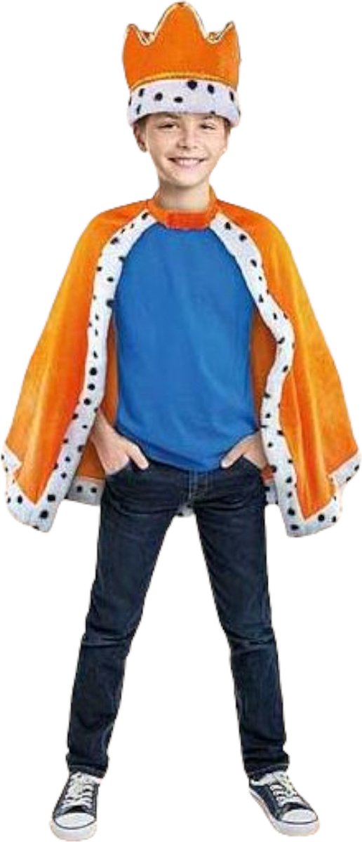 Verkleedset koning voor kinderen - kroon met Mantel