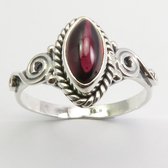 Natuursieraad -  925 sterling zilver rood granaat ring maat 18.25 mm - boho edelsteen sieraad - handgemaakt