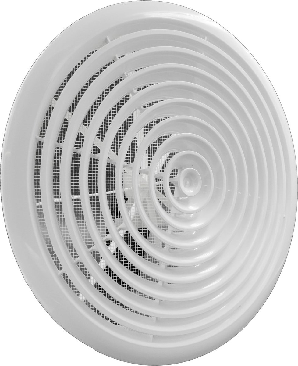 Ventilatierooster & hoge montagebus & klemring aansluitdiameter Ø315mm, kunststof wit