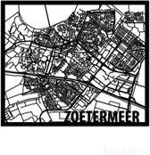 Wood Gift Citymap Zoetermeer - Zwart - XL - Carte de la ville en bois - Décoration murale en bois - Carte