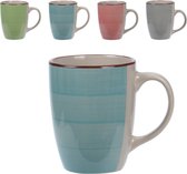 Set van 16x stuks luxe gekleurde stoneware bekers/koffiekopjes 270 ml - Kopjes/koffiebekers
