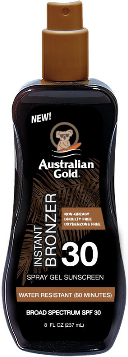 Australian Gold SPF30 Spray Gel met Bronzer 237ml op Prijzenvolger.com