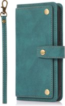 Hoesje geschikt voor iPhone SE 2020 - Bookcase - Koord - Pasjeshouder - Portemonnee - Luxe - Kunstleer - Donkerturquoise