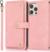 Hoesje geschikt voor Samsung Galaxy S21 Ultra - Bookcase - Koord - Pasjeshouder - Portemonnee - Luxe - Kunstleer - Roze