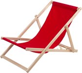 Ligstoel - strandstoel - Comfortabele houten ligstoel in rood ideaal voor het strand, balkon, terras
