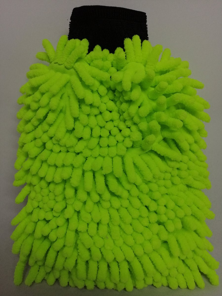 Goedkoopste Washandschoen Microvezel - Auto washandschoen - Schoonmaak - 17 x 19 cm - Elastieken Boord - Dikke Kwaliteit - Lime Groen