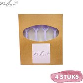 Molize - Set de 4 Cuillères en Verres - Violet clair - Entièrement fait à la main - Cuillère torsadée - Cuillère en Glas - Cuillère à café 4 pièces