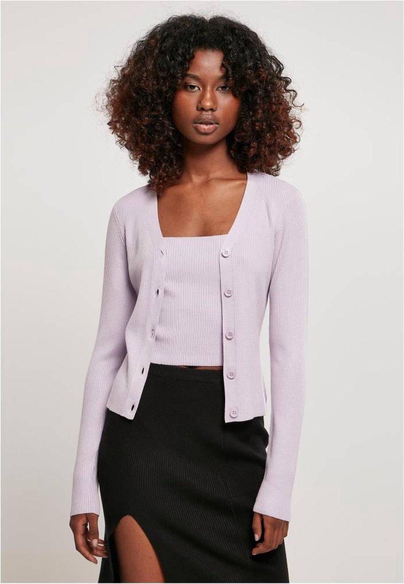 Urban Classics Short Rib Knit Cardigan 5XL Paars