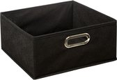Opbergmand/kastmand 14 liter zwart linnen 31 x 31 x 15 cm - Opbergboxen - Vakkenkast manden