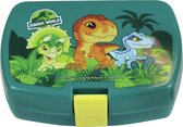Kunststof broodtrommel/lunchbox Jurassic Park dinosaurus 16 x 11 cm - Stevige lunchtrommel voor naar school
