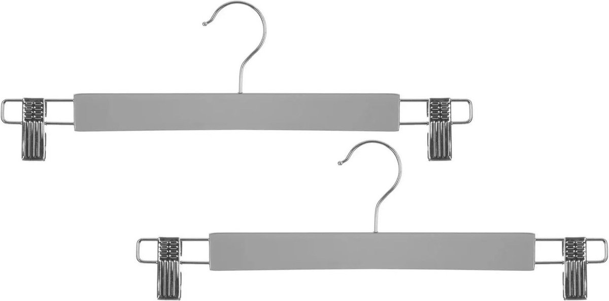 Set van 10x stuks kledinghangers voor broeken grijs 34 x 12 cm - Kledingkast hangers/kleerhangers/broekhangers