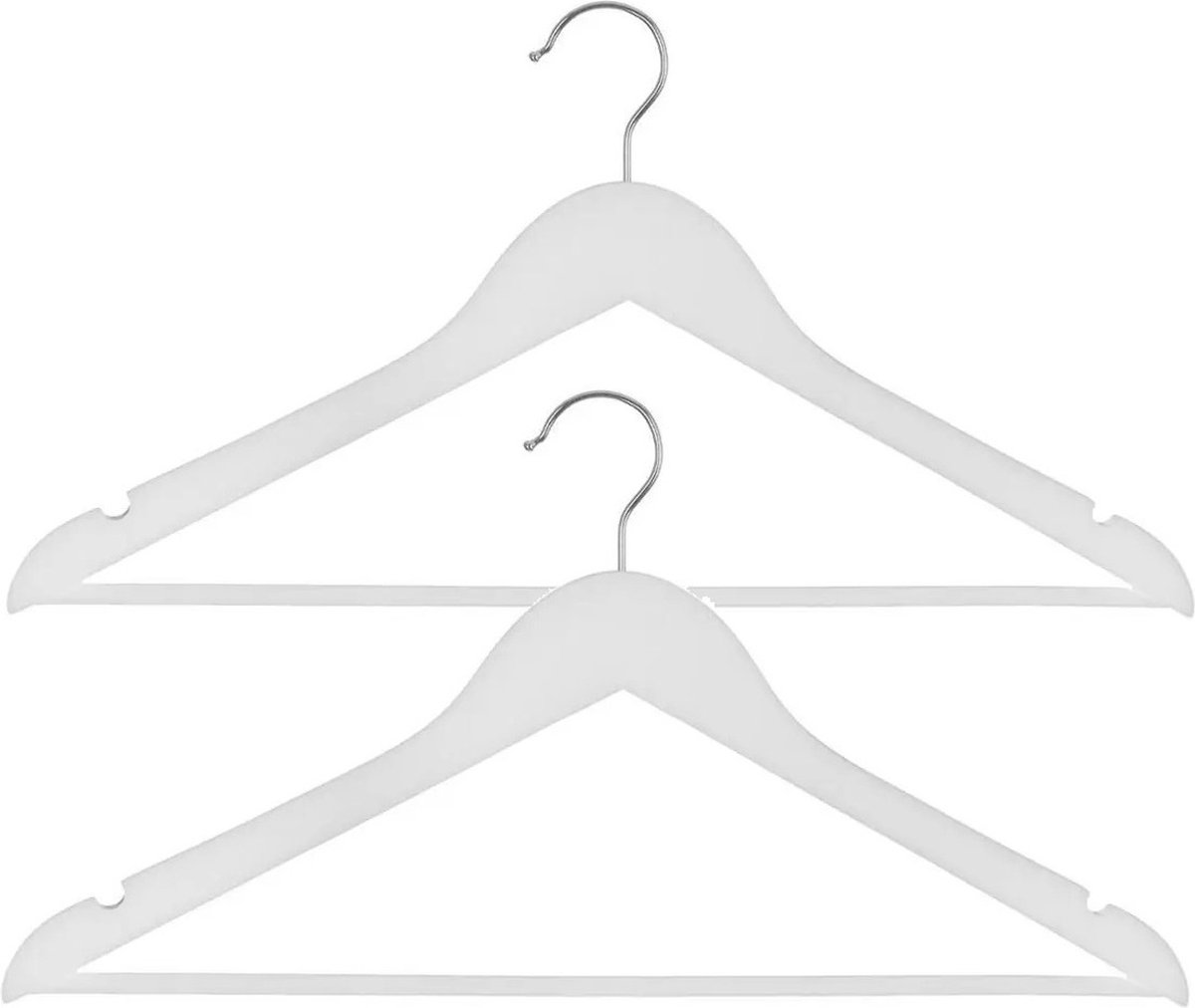 Set van 15x stuks houten kledinghangers wit 44 x 24 cm - Kledingkast hangers/kleerhangers