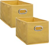 Set van 2x stuks opbergmand/kastmand 7 liter geel linnen 31 x 15 x 15 cm - Opbergboxen - Vakkenkast manden