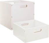 Set van 2x stuks opbergmanden/kastmanden 14 en 29 liter wit van hout 31 cm - Opbergboxen - Vakkenkast manden