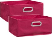 Set van 4x stuks opbergmand/kastmand 14 liter framboos roze linnen 31 x 31 x 15 cm - Opbergboxen - Vakkenkast manden