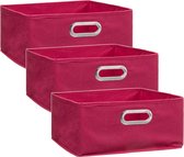 Set van 3x stuks opbergmand/kastmand 14 liter framboos roze linnen 31 x 31 x 15 cm - Opbergboxen - Vakkenkast manden