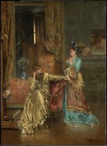 Alfred Stevens, The Visit, c. 1870, Schilderij op canvas, formaat is100X150 CM