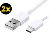 USB C kabel - USB c oplader - USB A naar USB C kabel - USB c lader kabel - 1 meter - Wit - Data en opladen - 2 PACK