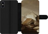 Bookcase Geschikt voor iPhone X telefoonhoesje - Stilleven met boeken - Schilderij van Jan Davidsz. de Heem - Met vakjes - Wallet case met magneetsluiting