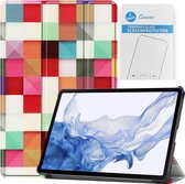 Tablet hoes & 2-Pack Screenprotector geschikt voor Samsung Galaxy Tab S8 - 11 Inch - Auto Wake/Sleep functie - Blocks