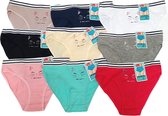 Dames slips 8 stuks katoenen ondergoed dames onderbroeken rood/roze/oudroze/turquoise/blauw/zwart/wit 2x poes maat L