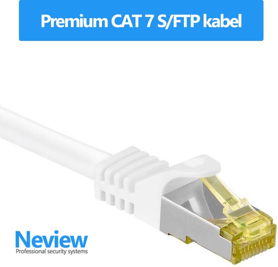 Neview - Câble réseau Cat 7 S/FTP - 100% cuivre - 7,5 mètres - Double blindage - Câble Internet Cat 7