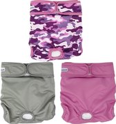 PETSWEARE - 3 Stuks Hondenluier - Hondenbroekje -  Loopsheidbroekje - wasbaar - dames - Maat XL -  pink