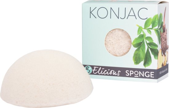 Elicious® - Konjac Spons - Gezichtsspons - Anti Rimpel - Kraaienpootjes - Collageen - Gezichtsreiniging - Natuurlijk - Plasticvrij - Vegan - Dierproefvrij