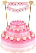 Little koekies - Verjaardags taart topper - Roze/Goud - meisje - verjaardag - taartdecoratie