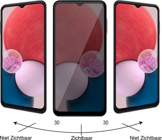 Coque Samsung A13 4G + 2x Protecteur d'écran Privé Samsung A13 4G - Tempered Glass Intimité - Coque Arrière Zwart