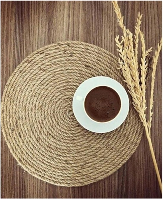 Touw Decor 35 cm Placemat voor 6 Personen / Bord Basis / Onderbord Set