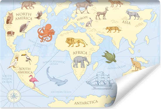 Papier peint photo Carte Pour Enfants Vintage - Papier peint intissé - 416 x 254 cm