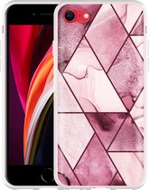 iPhone SE 2020 Hoesje Roze Marmer Mix - Designed by Cazy