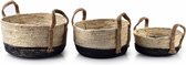 Mondex BALI  - handgeweven naturel opberg mand - zeegras - set van 3 - XL: 30cm x 16cm - L: 25cm x 13.5cm - M: 21cm x 9cm