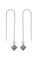 Zilveren oorbellen | Chain oorbellen | Zilveren chain oorbellen, ruitvormige Keltische knoop