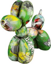 Pop art ballonnen hond - beeld hond groen - hoogte 18 cm - kunstwerk in jouw huiskamer - hondje