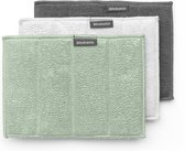 Brabantia SinkSide tissus de nettoyage en microfibre 16 x 22 cm, set de 3 - Light Grey, Dark Grey en Jade Green
