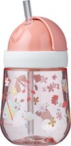 Mepal Mio – Rietjesbeker 300 ml – gegarandeerd lekvrij – flowers & butterflies – ideaal voor onderweg – drinkbeker kinderen