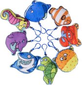 8x Pluche zee dieren sleutelhangers - 8 knuffeltjes met koortje - Uitdeelcadeautjes voor kinderen - Uitdeelzakjes kinderfeestje - Uitdeelcadeautjes voor traktatie- School kinderopv