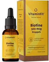 VitaminFit  Biotine 500 mcg Druppels - Vitamine B8 100% natuurlijk 30 ml