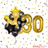 Joya® 30 jaar verjaardag feest pakket | Versiering Ballonnen voor feest 30 jaar | Vijftig Verjaardag Versiering | Ballonnen | Opblaasbare cijfers 30 | Goud & Zwart