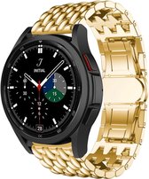 Strap-it Samsung Galaxy Watch 4 Classic 46mm stalen draak bandje - goud