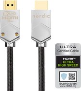 NÖRDIC HDMI-315 Gecertificeerde Ultra High Speed HDMI naar HDMI 2.1 kabel - 8K 60Hz - 48Gbps - 1,5m - Zwart