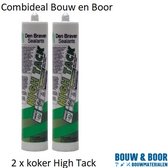 Combideal 2 x Zwaluw High Tack lijmkit - 290 ml koker - wit Montage Kit - Den Braven