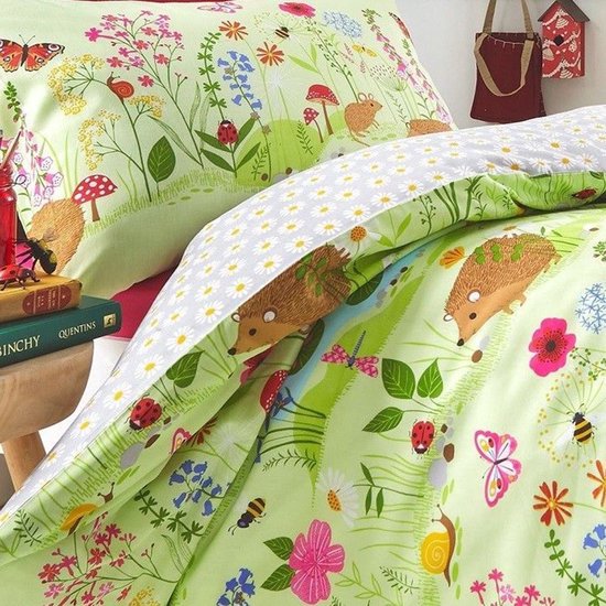Katoen dekbedovertrek Bloemen en Vosje - wit/roze - katoen