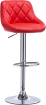 Kamyra® Industriële Lederen Barkruk - Barstoelen met Rugleuning - Verstelbare Zithoogte 60 - 82 cm – Rood 38 x 35 cm