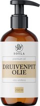 Biologische Druivenpitolie - 250 ml - Spanje - Koudgeperst - Glazen Fles met Pomp - Onbewerkte Druivenpit olie voor Gezicht, Haar en Lichaam