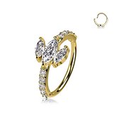 Buigbare ring Triple Marquise CZ Top gold plated 0.8X8